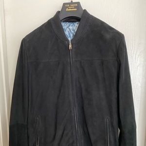 Men’s Ted Baker black suede bomber